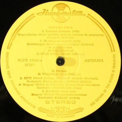 Hungaroton SLPX 11510 - Béla Bartók, Antal Dorati, János Ferencs - Image 5