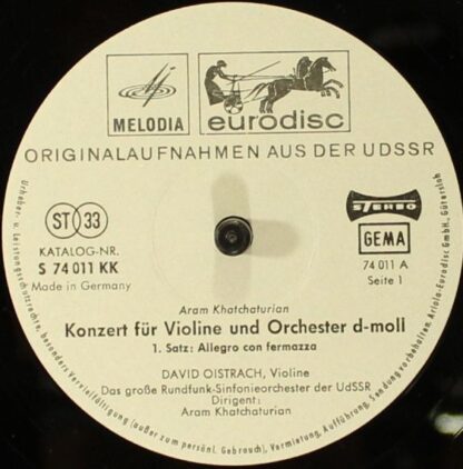 Eurodisc S 74 011 KK - Aram Khatchaturian, David Oistrach, Больш - Image 4