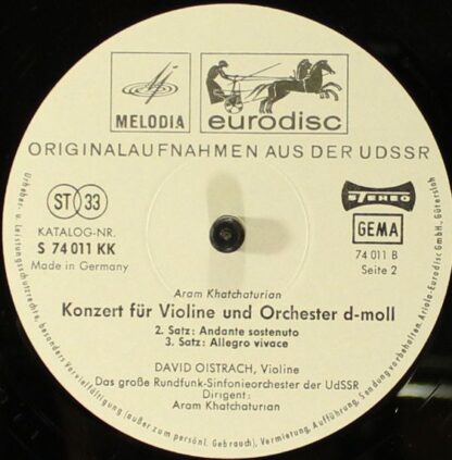 Eurodisc S 74 011 KK - Aram Khatchaturian, David Oistrach, Больш - Image 3