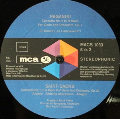 MCA Records MACS 1033 - Niccolò Paganini, Ruggiero Ricci - Conce - Image 4