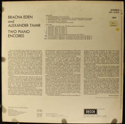 DECCA SXL 6484 - Eden And Tamir - Two Piano Encores - Image 2
