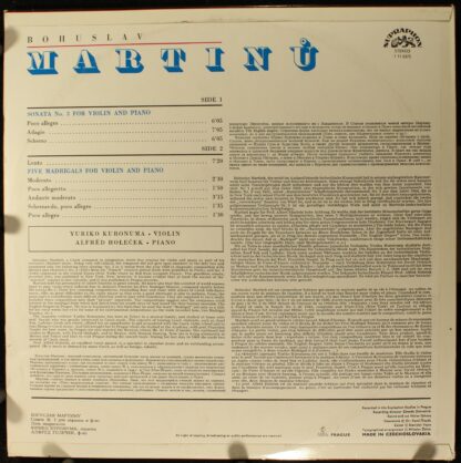 Supraphon 1 11 0575 - Bohuslav Martinů - Sonata No. 3 For Violin - Image 2