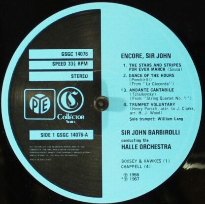 Cadisa Cáceres Discos S. A. GGC 4076 - Sir John Barbirolli, Hall - Image 3