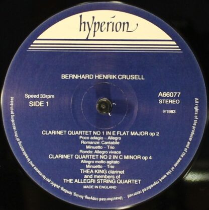 hyperion A66077 - Bernhard Henrik Crusell, Thea King, The Allegr - Image 3