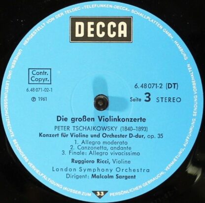DECCA 6.48071 DP - Felix Mendelssohn-Bartholdy, Max Bruch, Pyotr - Image 7