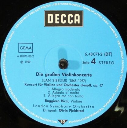 DECCA 6.48071 DP - Felix Mendelssohn-Bartholdy, Max Bruch, Pyotr - Image 8