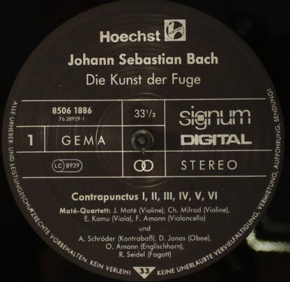 Hoechst 8506 1886 - Johann Sebastian Bach, Maté-Quartett, Antoni - Image 7
