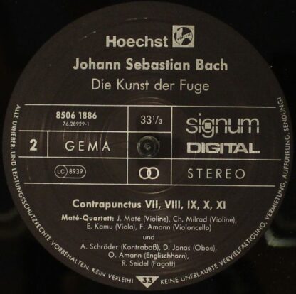 Hoechst 8506 1886 - Johann Sebastian Bach, Maté-Quartett, Antoni - Image 8