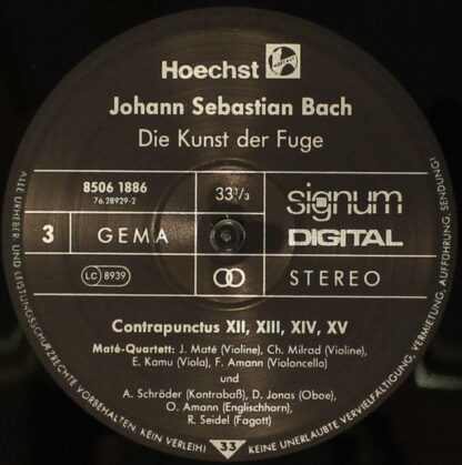 Hoechst 8506 1886 - Johann Sebastian Bach, Maté-Quartett, Antoni - Image 9