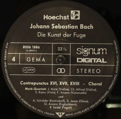 Hoechst 8506 1886 - Johann Sebastian Bach, Maté-Quartett, Antoni - Image 10