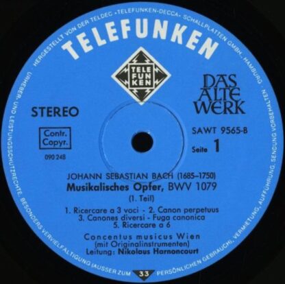 Telefunken SAWT 9565-B - Johann Sebastian Bach, Concentus Musicu - Image 3