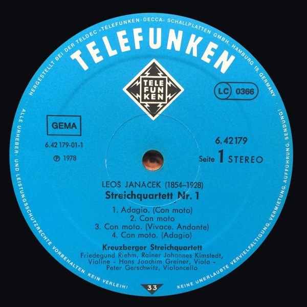 Telefunken 6.42179 - Leoš Janáček, Kreuzberger Streichquartett - - Image 2