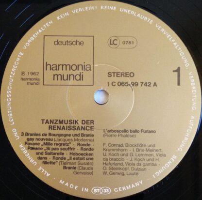 Deutsche Harmonia Mundi 1C 065-99 742 - Collegium Aureum - Tanzm - Image 3