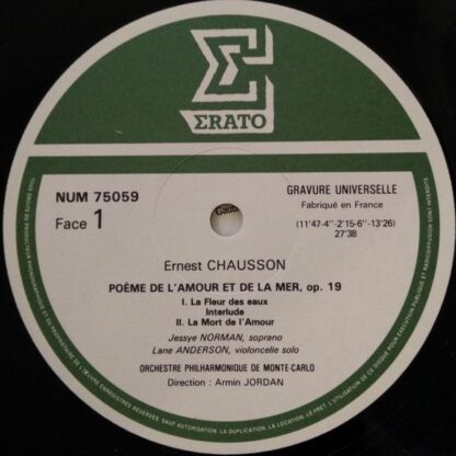 Erato NUM 75059 - Ernest Chausson, Jessye Norman, Michel Dalbert - Image 5