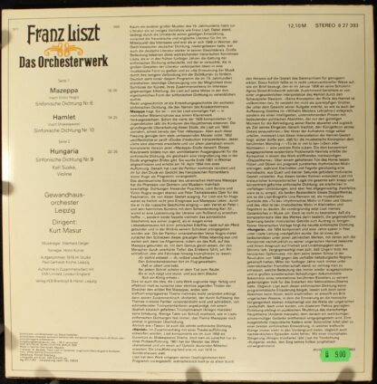 Eterna 8 27 393 - Franz Liszt, Gewandhausorchester Leipzig, Kurt - Image 2