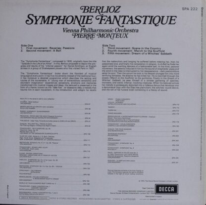 DECCA SPA 222 - Hector Berlioz, Wiener Philharmoniker, Pierre Mo - Image 3