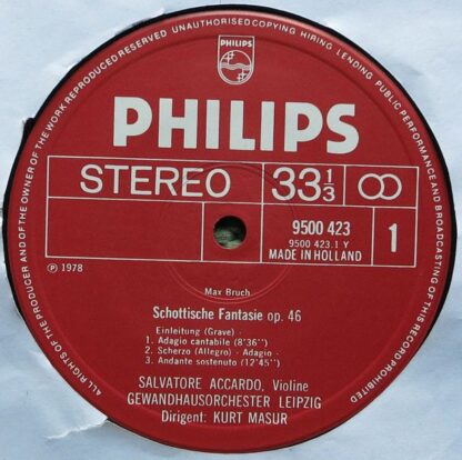 Philips 9500 423 - Max Bruch, Salvatore Accardo, Gewandhausorche - Image 3