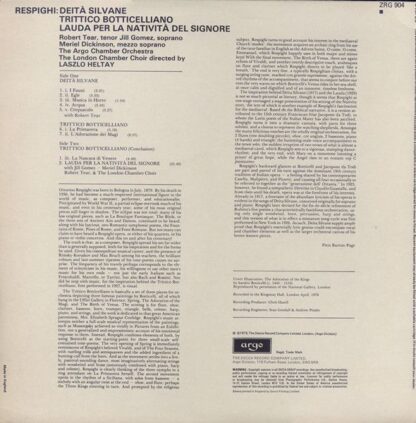 Argo ZRG 904 - Ottorino Respighi, Jill Gomez, Meriel Dickinson, - Image 2