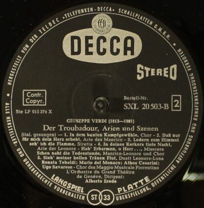 DECCA SXL 20 503-B - Giuseppe Verdi, L'Orchestre Du Grand Théâtr - Image 3