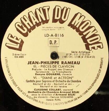 Le Chant Du Monde LD 8116 - Jean-Philippe Rameau, Claudine Colla - Image 4