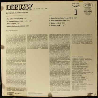 Amadeo AVRS 19.035 - Claude Debussy, Jörg Demus - Klavierwerk (G - Image 2