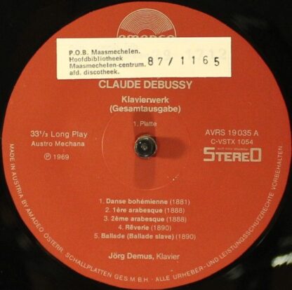 Amadeo AVRS 19.035 - Claude Debussy, Jörg Demus - Klavierwerk (G - Image 4