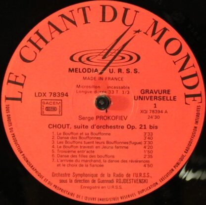 Melodia / Le Chant Du Monde LDX 78394 - Sergei Prokofiev - Chout - Image 3
