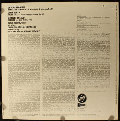 VOX (6) STGBY 668 - Joseph Joachim, Jenő Hubay, George Enescu, A - Image 2