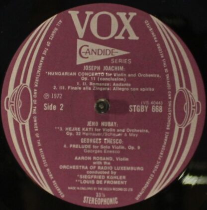 VOX (6) STGBY 668 - Joseph Joachim, Jenő Hubay, George Enescu, A - Image 4
