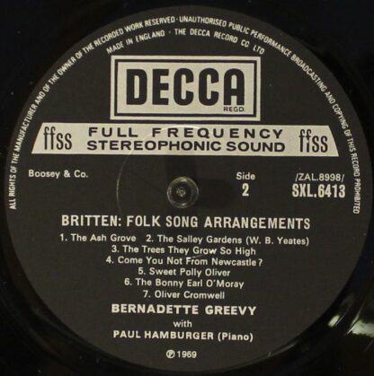DECCA SXL 6413 - Benjamin Britten, Bernadette Greevy, Paul Hambu - Image 6