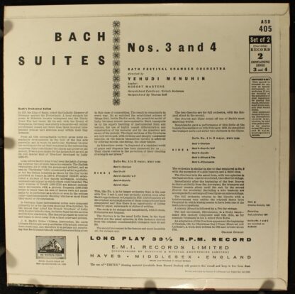 His Master's Voice ASD 405 - Johann Sebastian Bach, Yehudi Menuh - Image 2