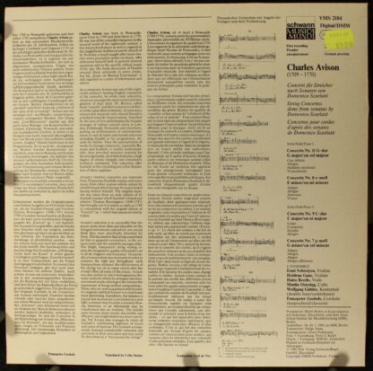 Schwann Musica Mundi VMS 2104 - Charles Avison - Concerti Nach S - Image 2