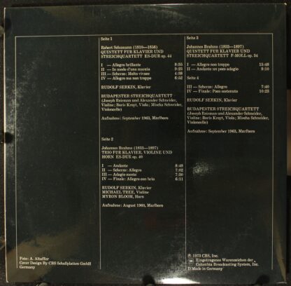 CBS 78215 - Robert Schumann, Johannes Brahms, Rudolf Serkin, Mic - Image 2
