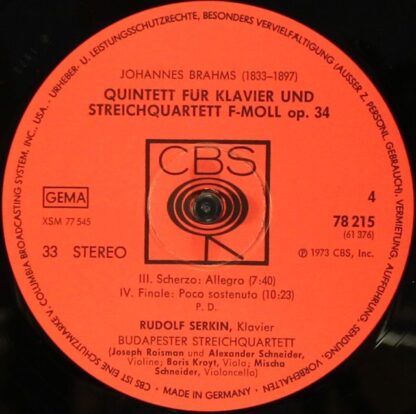 CBS 78215 - Robert Schumann, Johannes Brahms, Rudolf Serkin, Mic - Image 8