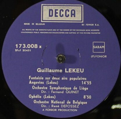 DECCA 173.008-X - Guillaume Lekeu - Adagio / Larghetto / Ophélie - Image 3