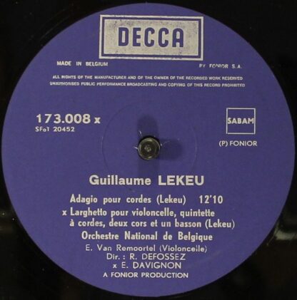 DECCA 173.008-X - Guillaume Lekeu - Adagio / Larghetto / Ophélie - Image 4