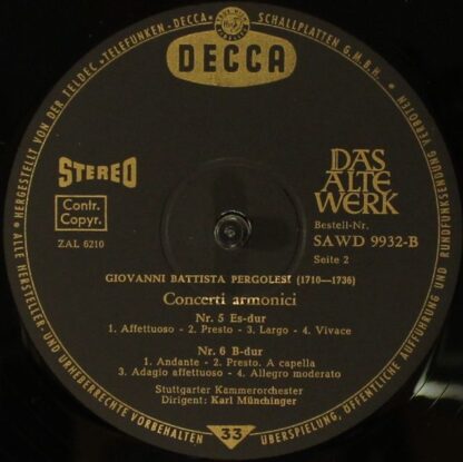 DECCA SAWD 9932-B - Giovanni Battista Pergolesi - Flötenkonzerte - Image 4
