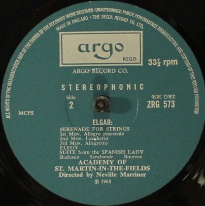 Argo ZRG 573 - Sir Edward Elgar, The Academy Of St. Martin-in-th - Image 4