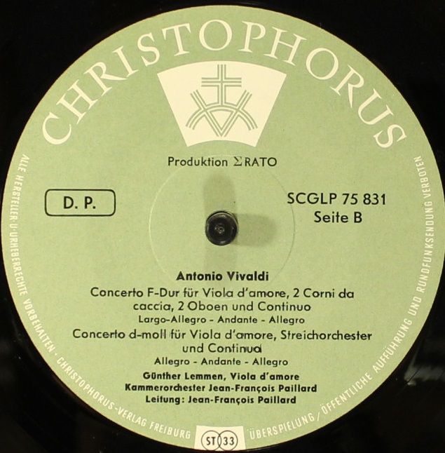Christophorus CGLP 75 830 - Antonio Vivaldi - Concerti Für Viola - Image 4