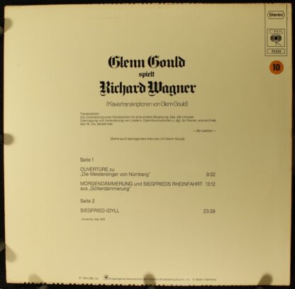 CBS 73 231 - Glenn Gould, Richard Wagner - Glenn Gould Spielt Ri - Image 2