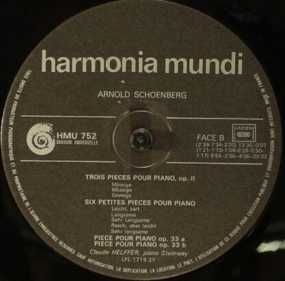 Harmonia Mundi HMU 752 - Arnold Schoenberg, Claude Helffer - Int - Image 4