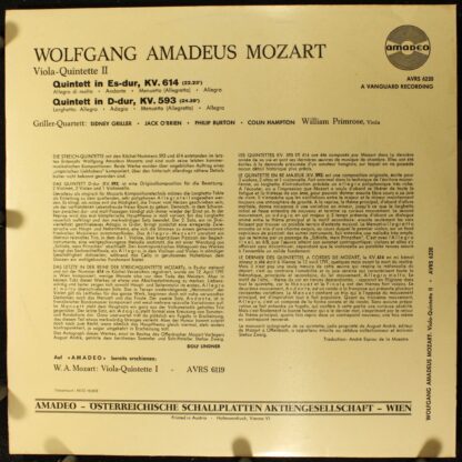 Amadeo AVRS 6220 - Wolfgang Amadeus Mozart - Quintette Es-dur, K - Image 2
