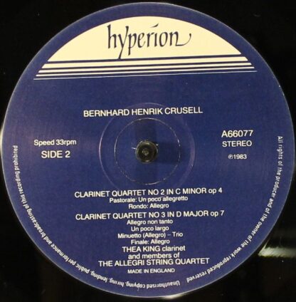 hyperion A66077 - Bernhard Henrik Crusell, Thea King, The Allegr - Image 4