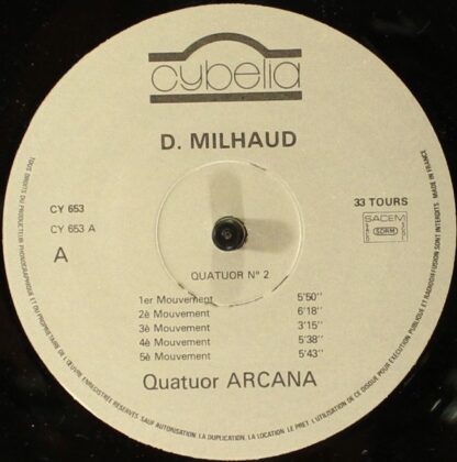 Cybelia CY 653 - Darius Milhaud, Quatuor Arcana - Integrale Des - Image 5