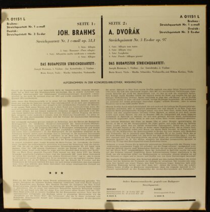 Philips A 01151 L - Budapest String Quartet, Johannes Brahms, An - Image 2