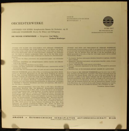 Amadeo AVRS 5017 - Gottfried von Einem, Gerhard Wimberger, Wiene - Image 2