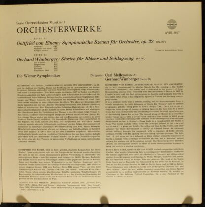 Amadeo AVRS 5017 - Gottfried von Einem, Gerhard Wimberger, Wiene - Image 3
