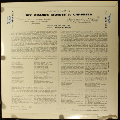 Erato STE 50126 - Roland de Lassus, Chorale Philippe Caillard - - Image 2