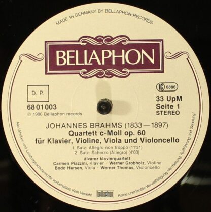 Bellaphon 68 01 003 - Álvarez Klavierquartett, Johannes Brahms - - Image 5
