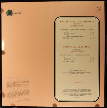 Astree AS 79 - Joseph Haydn, Paul Badura-Skoda - Deux Sonates Po - Image 2
